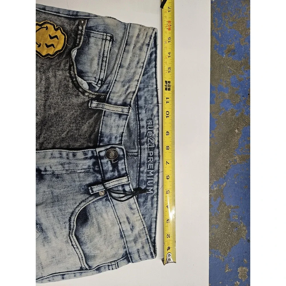 Rue 21 Prem Jeans Mens 26x30 Skinny Supreme Grunge Hippie Moto Acid Wash Patches